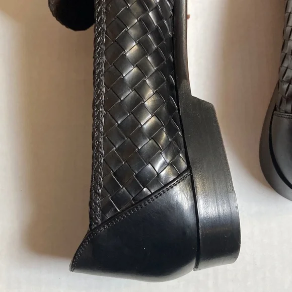 VTG Bragano Cole Haan Men's Black Brown Woven Leather Penny Loafers Italy Sz 11 - Picture 15 of 16